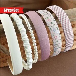 Elegant Women's Headband Set 6pc White